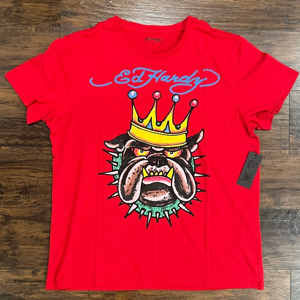 Ed Hardy “Rhinestone Bulldog” t-shirt - Large - NWT